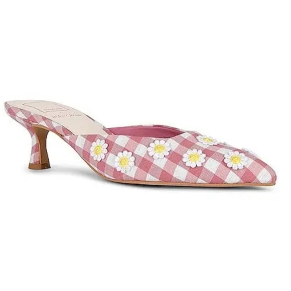 For Love And Lemons Shoes - NWT For Love And Lemons X Dolce Vita Lilou Mule in Pink Chalk Gingham Mule